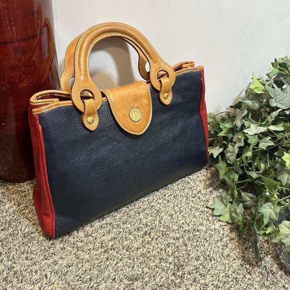 La Tour Eiffel 1887 Leather Color block Satchel Handbag red blue green brown - Picture 8 of 13